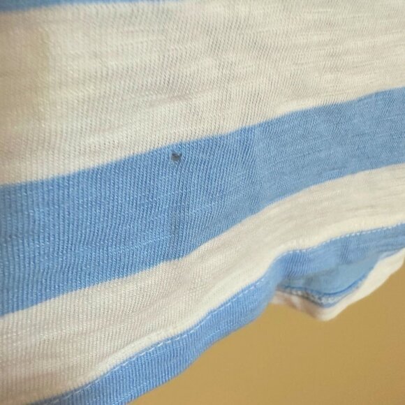 Talbots Tulips Stripe Light Blue White Novelty Floral Shirt 3/4 Sleeve size XL - Picture 5 of 5